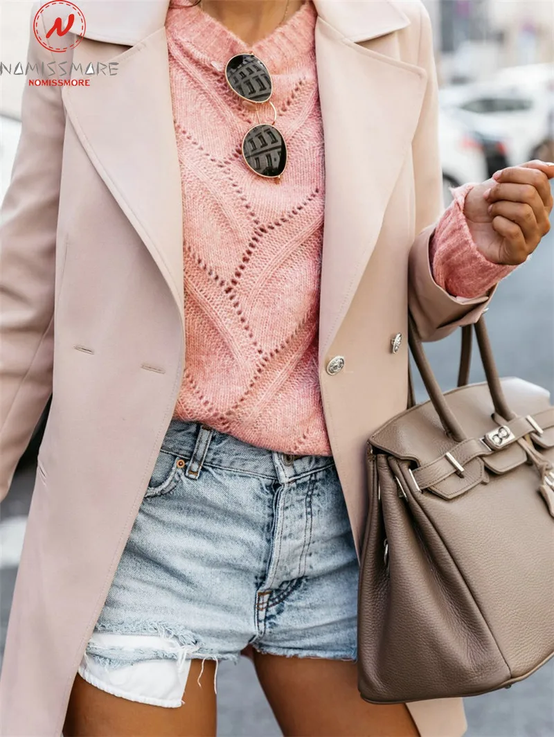 Women Sweaters for Streetwear Patchwork Hollow Out Design O-Neck Long Sleeve Solid Top Lady Autumn Casual Loose Pullover Shirts | Женская