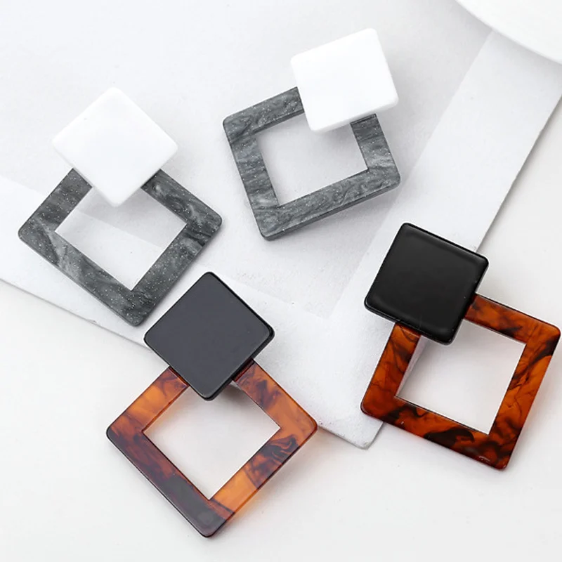 Модные квадратные леопардовые акриловые серьги M & G для женщин луна оранжевый