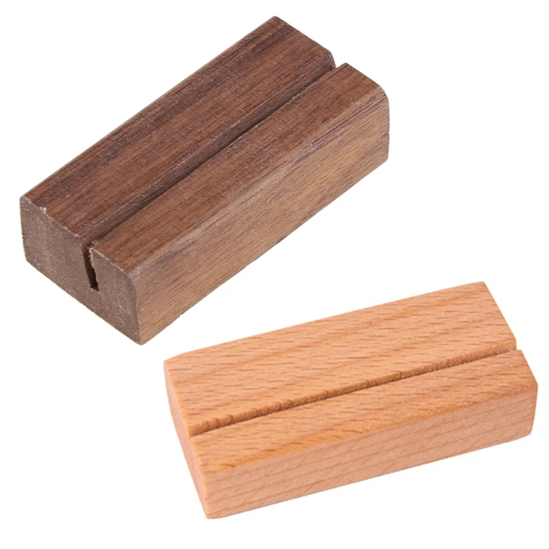 

L9NA Wooden Numbers Photo Display Stand Business Card Holder Name Memo Clips Office Desk Organizer Dinner Party