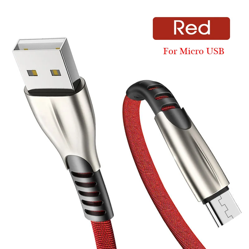 Red-Micro 3а высокоскоростной зарядный кабель Micro USB быстрая зарядка type-C USBC type C зарядный кабель передачи данных USB шнур безопасная зарядка - Цвет: Red-Micro