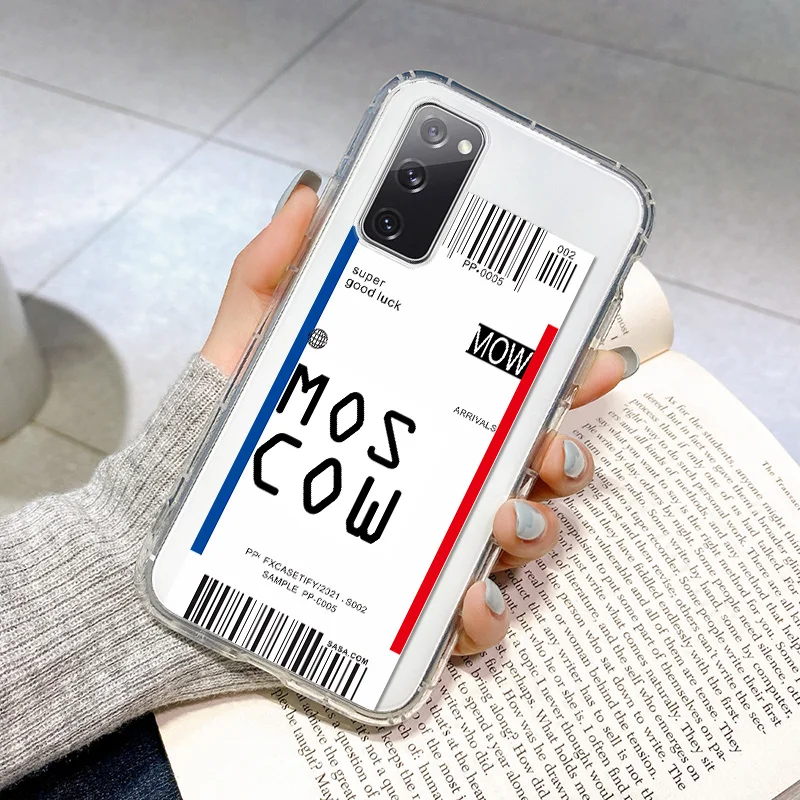 

Fashion Air Ticket QR Code Phone Case For Samsung Galaxy M31 Prime M21s M42 M30s M21 M11 M51 F41 Note20 Ultra Soft Clear Fundas