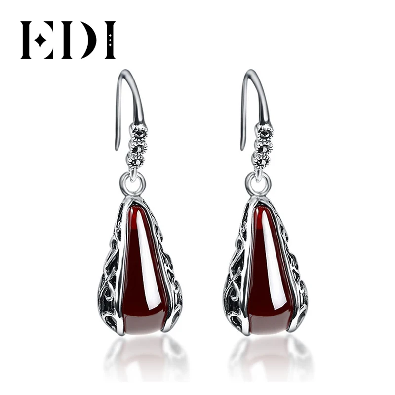 EDI Red Garnet шикарные серьги в форме капель Стиль Серебро 925 пробы ювелирные изделия для женщин