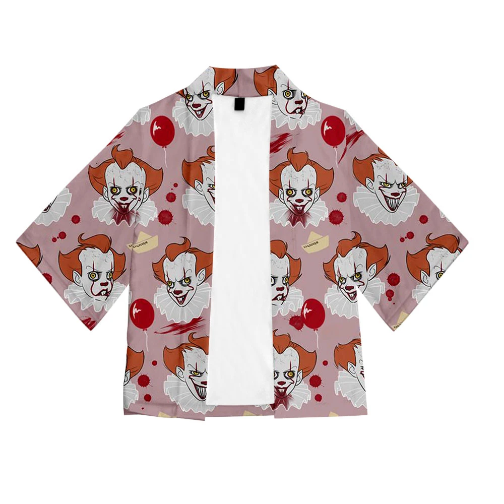 Креативный Хэллоуин 3D-напечатанный японский Кимоно Хаори Юката для косплея для женщин/мужчин Летняя повседневная короткая рукавная уличная футболка.