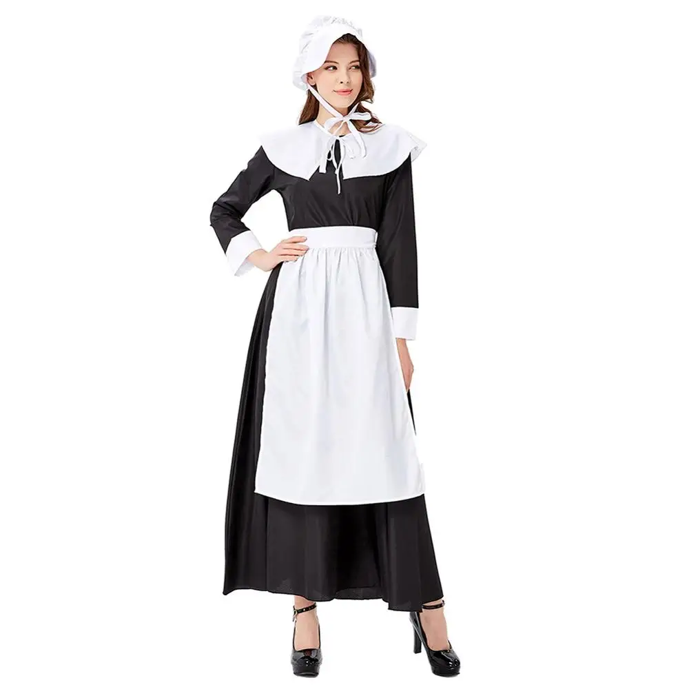 

Черная Униформа горничной, платье, костюм фермы, косплей костюм для девочек