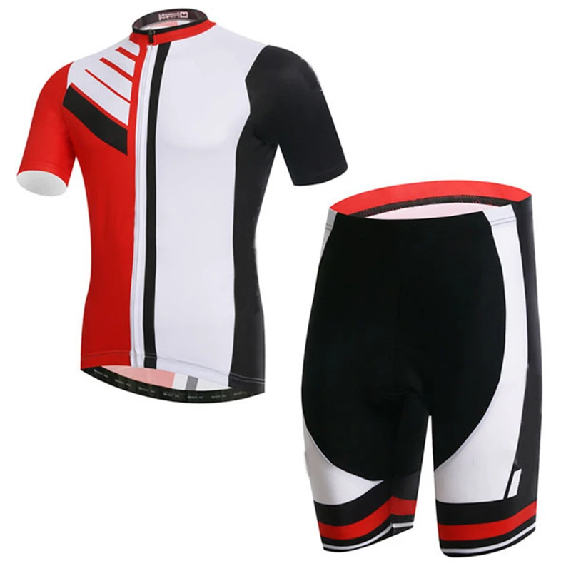 

White Summer Tight-fitting Breathable Mountain Bike Cycling Jersey Short Sleeve Zipper Pocket Set