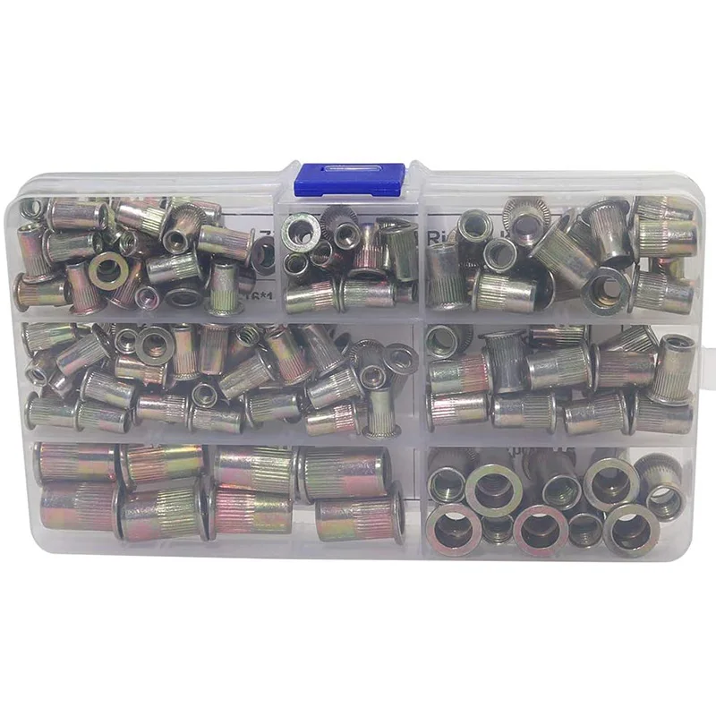 

Galvanized Carbon Steel Rivnut Flat Head Threaded Rivet Nut Insert Nutsert Cap Rivet Assortment Kit(145Pcs)