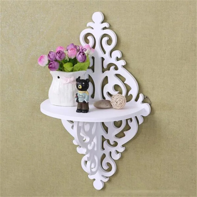 

Wall-Mounted White Storage Rack European Style Wall Shelf Home Bedroom Living Room Decorative Flower Rack Objects Storage