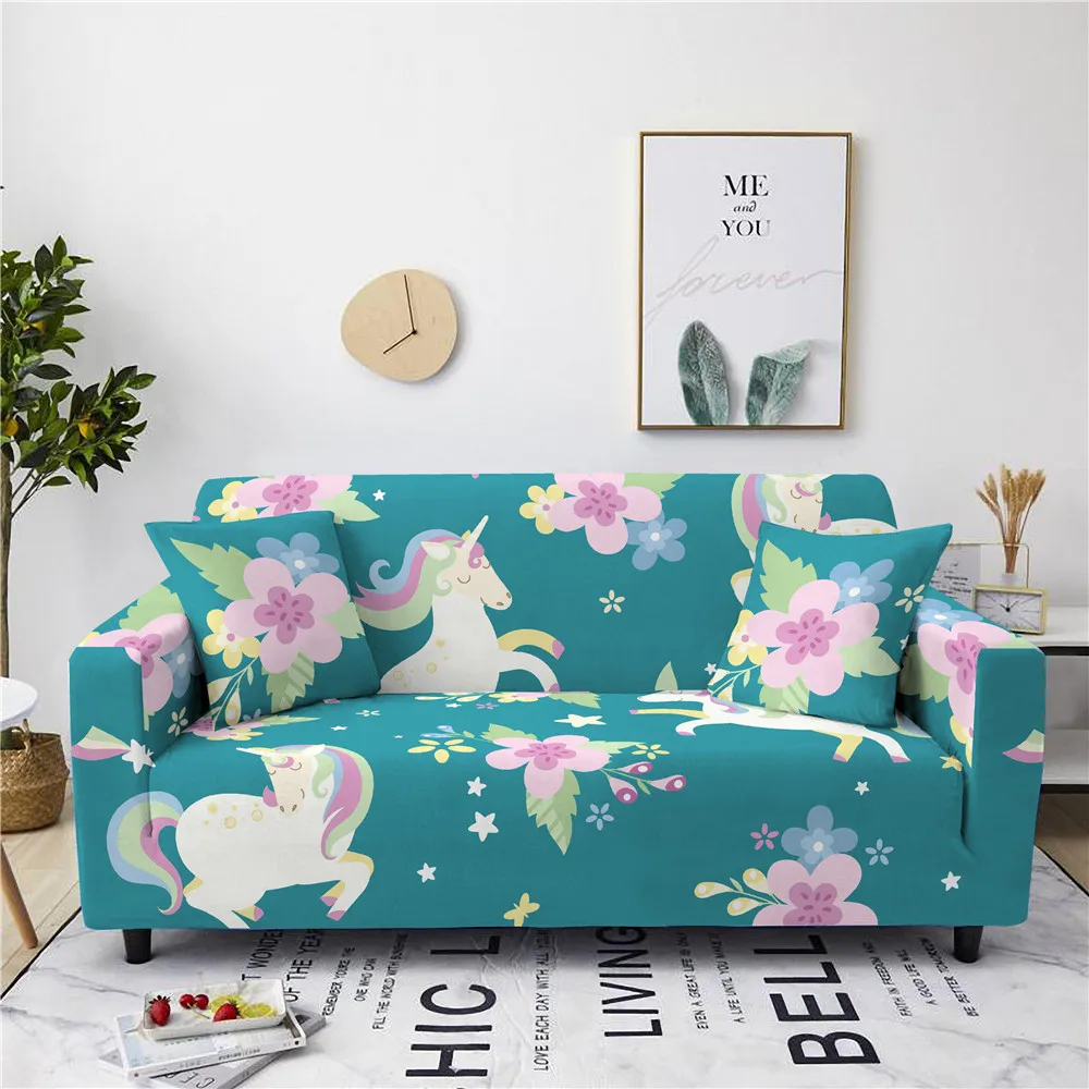 Растягивающиеся Чехлы для дивана с единорогом полноразмерный чехол гостиной
