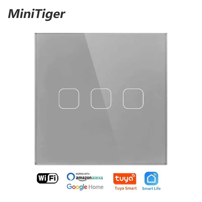 Сенсорный выключатель Minitiger 4 цвета панель из хрустального стекла стандарт EU/UK 1/2/3