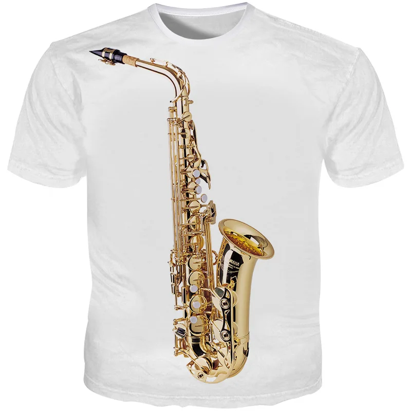 

Newest Men's T Shirts 3D Saxophone Printed Top Tees Summer Short Sleeve T Shirts Funny Male Music T-shirts Streetwears