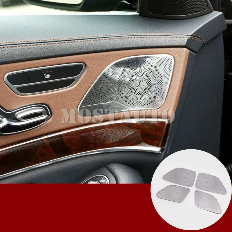 Для Benz S Class W222 нержавеющая внутренняя двери автомобиля Динамик накладка 2014 2019 4