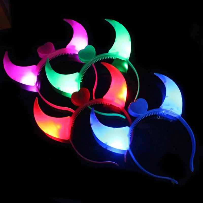 

2022 New LED Flashing Devil Horn Headband Horns Glow Hairband Headwear Hair Accessories Bar KTV Rave Glow Party Supplies