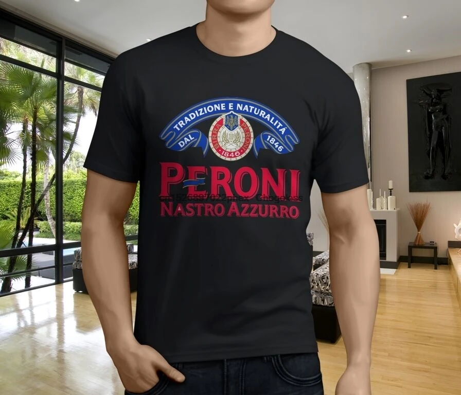 Горячая новинка футболка Peroni Nastro Azzurro итальянское пиво мужская черная размер S