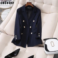 korea blazer women double breasted navy blazers office lady suit jacket leisure blazer loose coat streetwear plus size 5xl