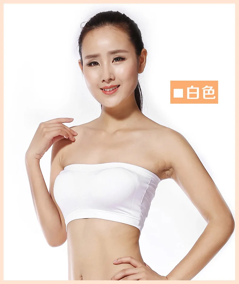 

Anti-glare black and white tube top double into a chest pad Summer strapless bra women's underwear wrap chest