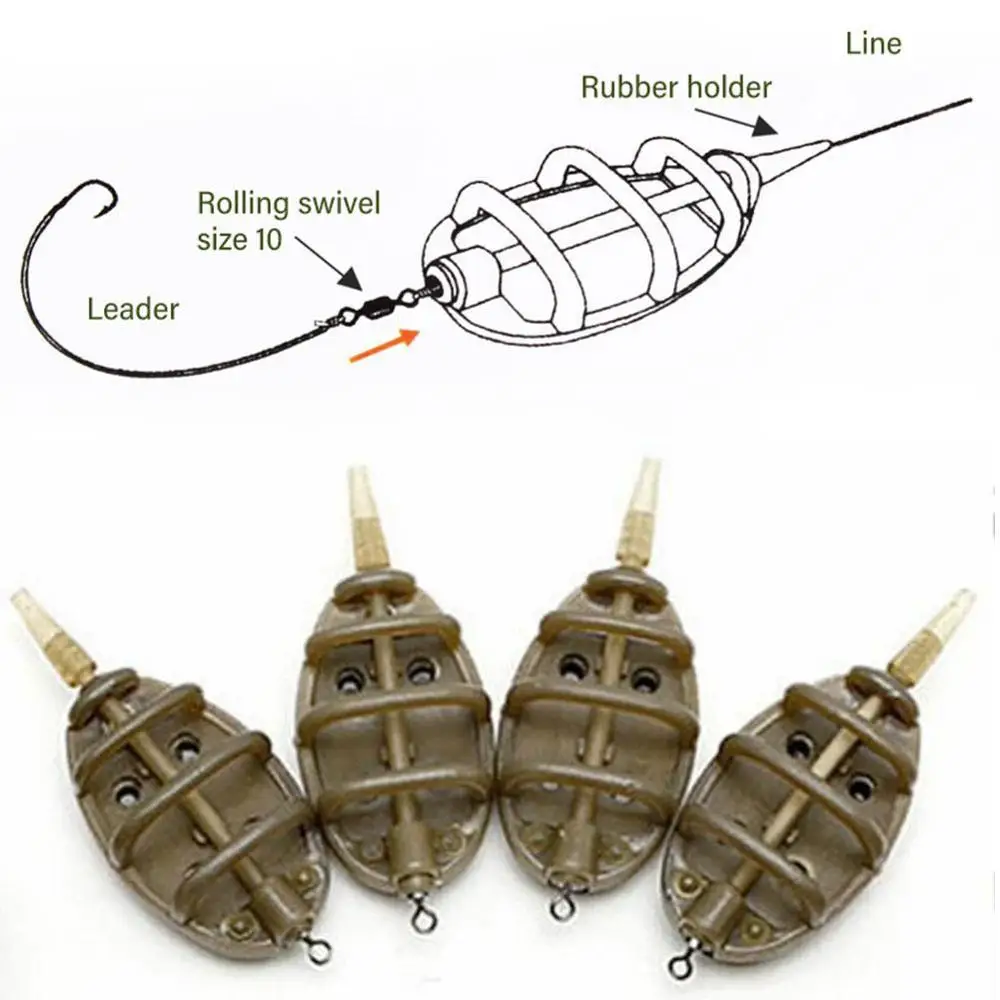 Carp Fishing Inline Flat Method Feeder 4 Feeders 15/20/25/35g Mould For Bait Set 30/35/50/60g HolderTool 2019 K9Y4 | Спорт и