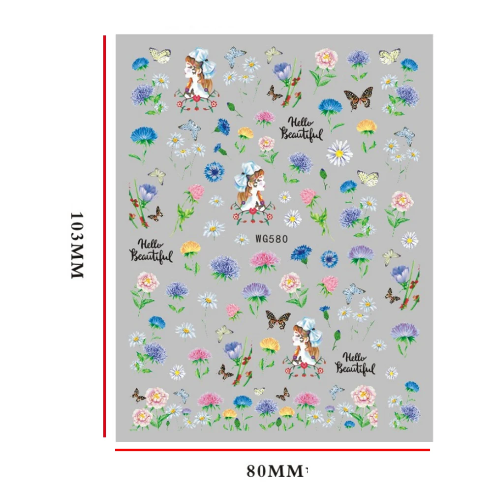 

Colored Flowers Nail Art Decorations Spring Nail Stickers Self Adhesive Waterproof Manicure Decals DIY Nail Art Decorations