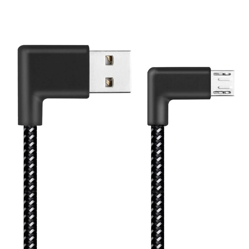 90 Degree Angle Connector Tangle-Free Nylon Braided Smartphone Charger Cable Micro USB Quick Charge Power Cables for Android Fle |