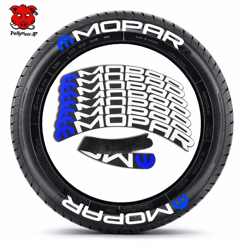 

8Pcs/Lot Car Tire Decor Stickers Car Tuning Universal 3D Permanent PVC Tire Joined Letter Sticker Car Tyre Sticker for MOPAR