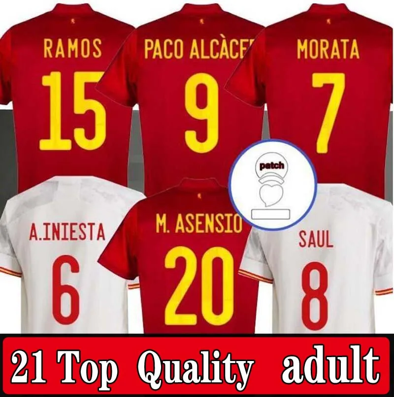 

2020 2021 football jersey Camiseta SPANISH shirts ASENSIO MORATA ISCO INIESTA PACO ALCACER Top quality Adult men soccer jersey