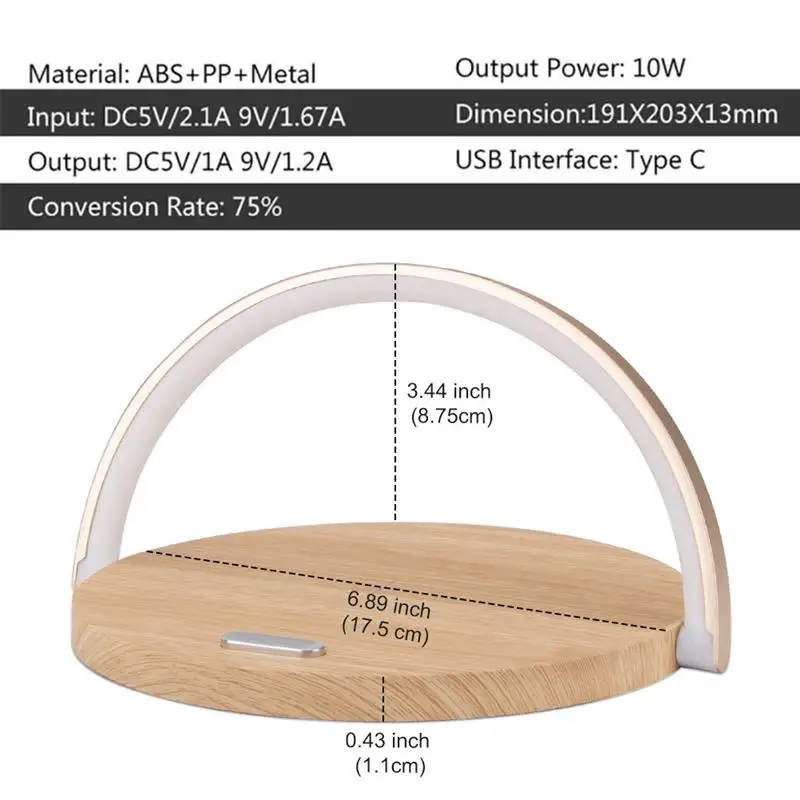 

QI Wireless Charging LED Table Lamp Adjustable LED Bedside Lamp Night Light Pad Phone Stand Phone Charging Holder Lamp