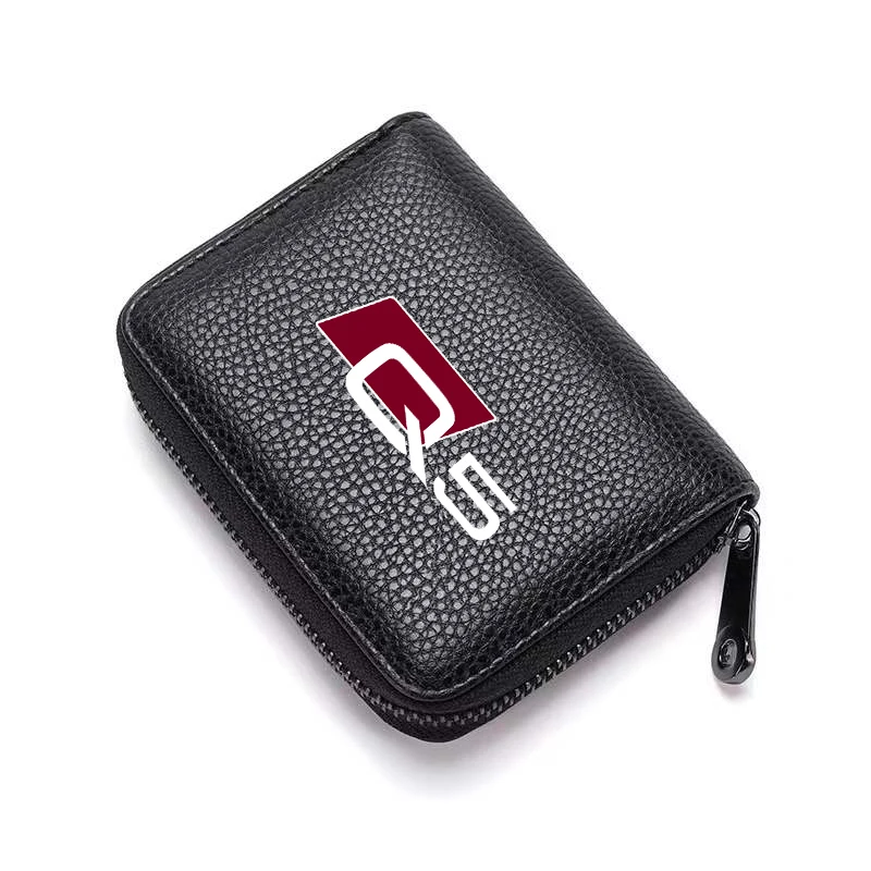 

For Q5 Car Leather RFID Blocking Credit Card Holder Men Business Card Case Female Zipper Organizer Purse Card Bag