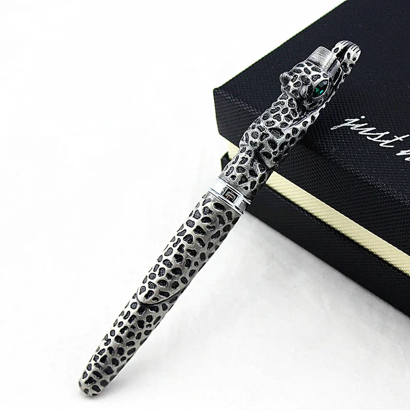 Роскошная Шариковая ручка Jinhao полностью Металлическая серая пантера гепарда