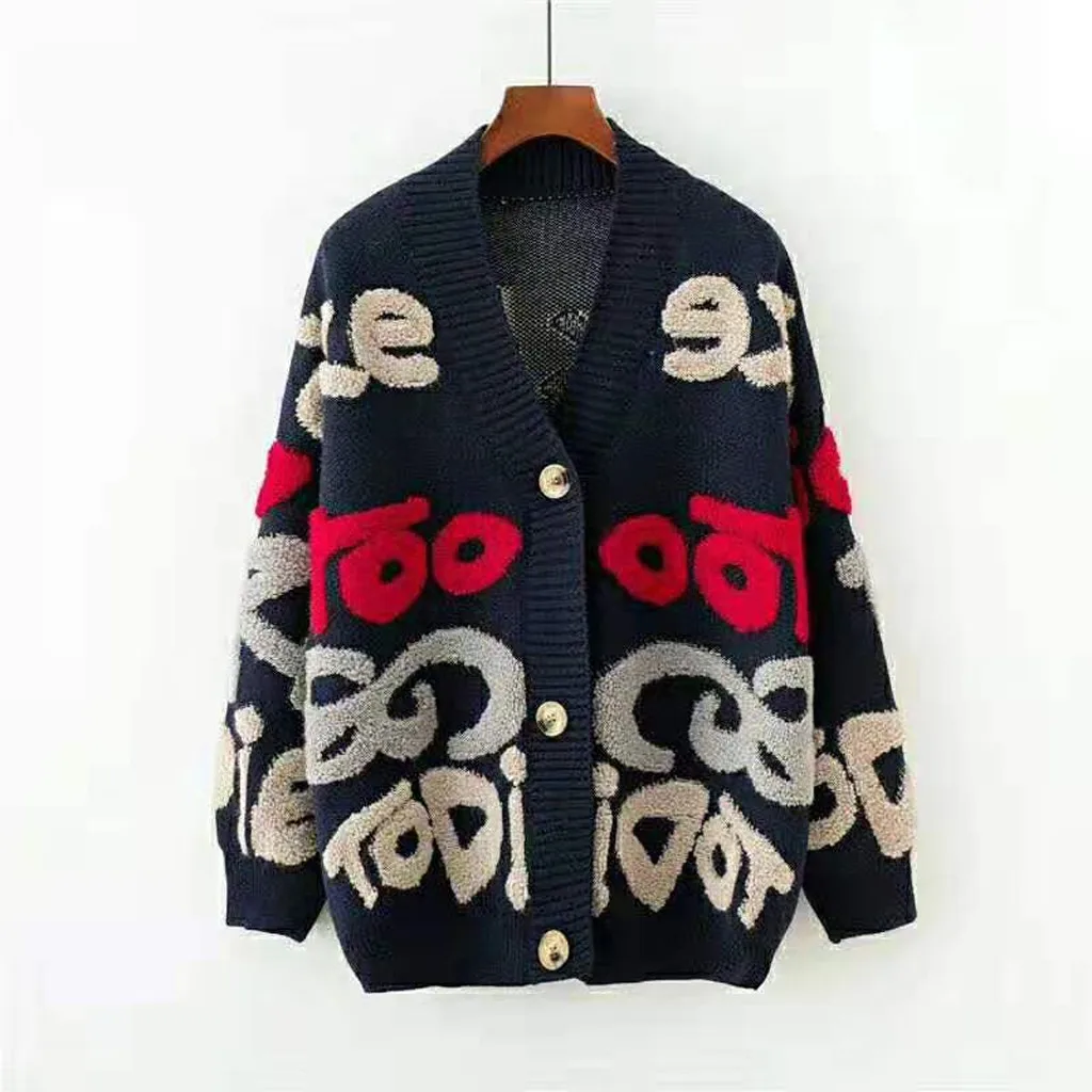 

Autumn New Sweater Women Long Sleeve Print Cardigan Open Front Jacket Coat Blusas Femininas Sueter Mujer Overcoat Tops