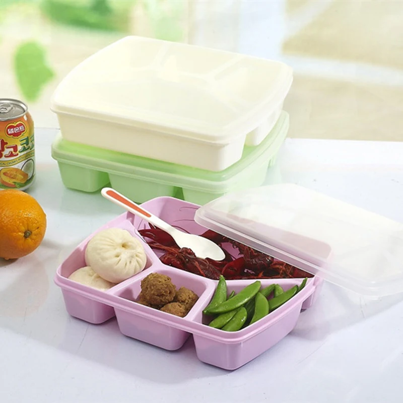 5 сеточная микроволновая печь Bento Ланч-бокс BPA бесплатно Ланч-бокс для детей с отсеком герметичный контейнер для еды ланчбокс для пикника