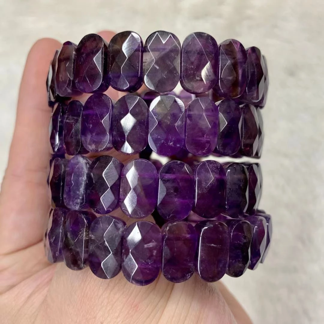 Фиолетовый аметистовый камень браслет с бусинами женский из натуральных