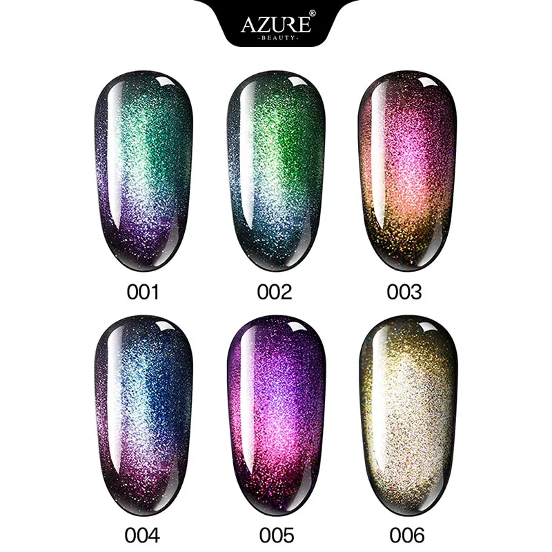 AZURE BEAUTY 6 шт./лот Хамелеон галактика кошачьи глаза УФ гель для ногтей Набор