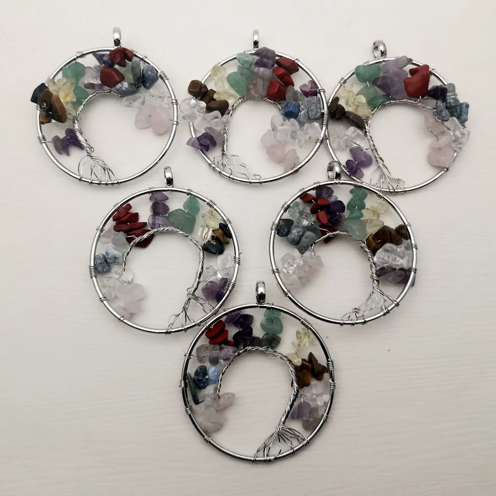 

Мода Древо жизни 12 шт мудрость Древо Рэйки, лечение чакры натуральный камень кулон для изготовления ювелирных изделий мужские ожерелья Акс...