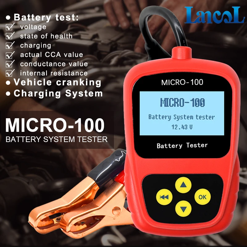 Фото LANCOL MICRO-100 Automotivo Цифра аккумулятора со светодиодным дисплеемАвтомобильная диагностика аккумулятора Инструмент для диагностики аккумулятора Автомобильный цифровой тестер аккумулятора №1