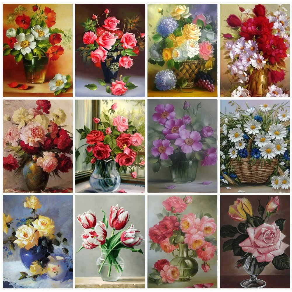 Картина для алмазной вышивки &quotцветы&quot круглая картина украшения дома | Дом и