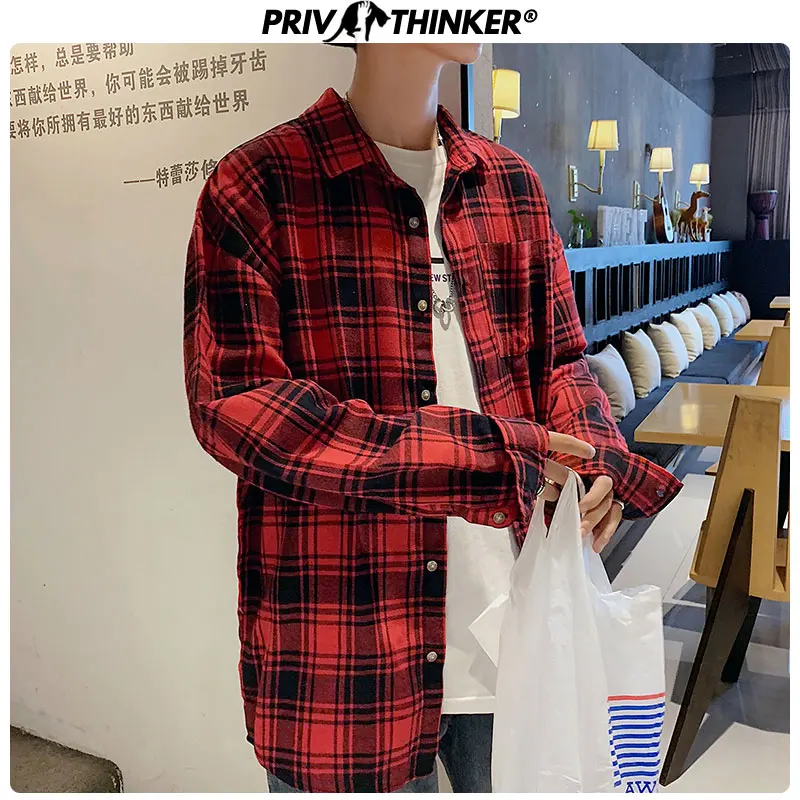 Privathinker мужские Новые Осенние Хип-хоп свободные рубашки мужские s Harajuku топы с длинным рукавом мужские рубашки с отложным воротником осенняя одежда
