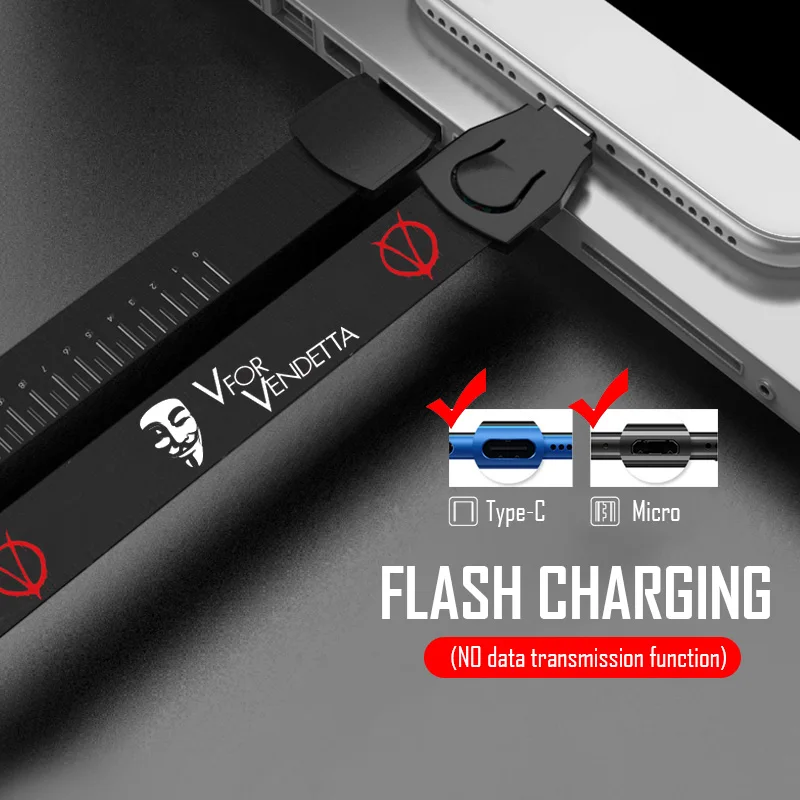 Волшебная Акула Вендетта Бэтмен дьявол ремешок Кабель Micro USB Type C линейка для Caliburn