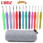 LMDZ 13 шт. набор крючков для вязания крючком, эргономичная ручка с мягкими ручками, 2 мм (B)-10 мм (N) Экстра удлиненная веревка плюс набор пряжи для вязания спиц