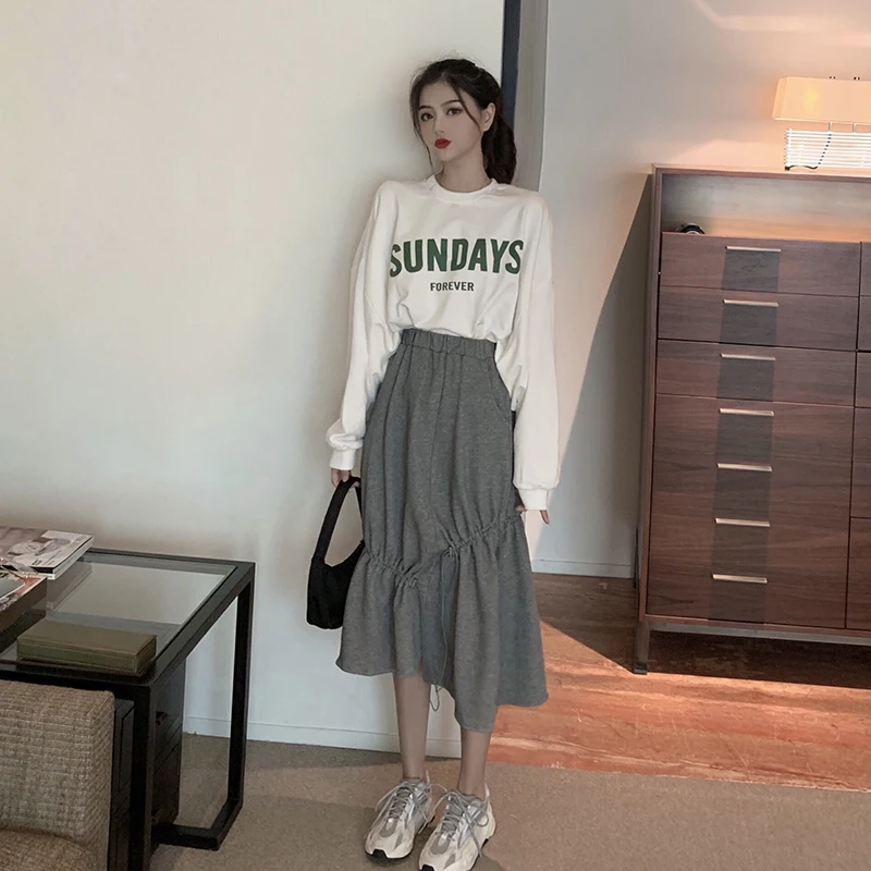 2020 Spring And Autumn New Youth Popular Thin Letter Printing Loose Sweatshirt Fashion Casual Round Neck Pullover S-M | Женская одежда