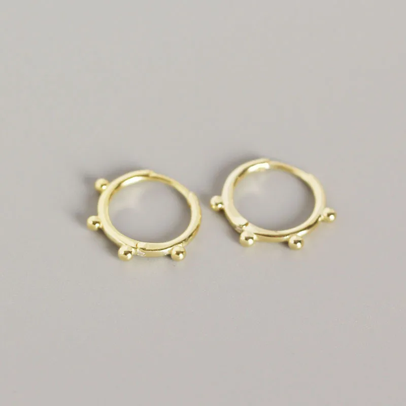 DAIWUJAN 925 Sterling Silver Minimalist INS Style Small Round Beads Stud Earrings for Women Girls Geometric Ear Clip Jewelry | Украшения и