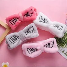 Новинка OMG письмо коралловый флис мыть лицо ободок с бантиком для женщин девушек держатели головных уборов резинки для волос аксессуары для волос в виде тюрбана