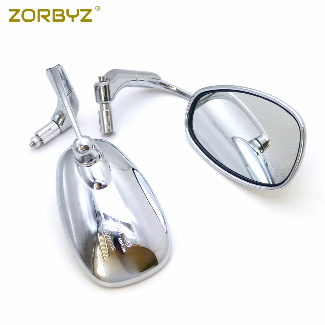 Мотоциклетное зеркало ZORBYZ 22 мм овальное хромированное боковое заднего вида с