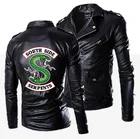 Мотоциклетная тонкая мужская кожаная куртка Viper, мужское кожаное пальто Riverdale TV, крутая кожаная куртка на молнии и с карманами, без капюшона из ПУ кожи