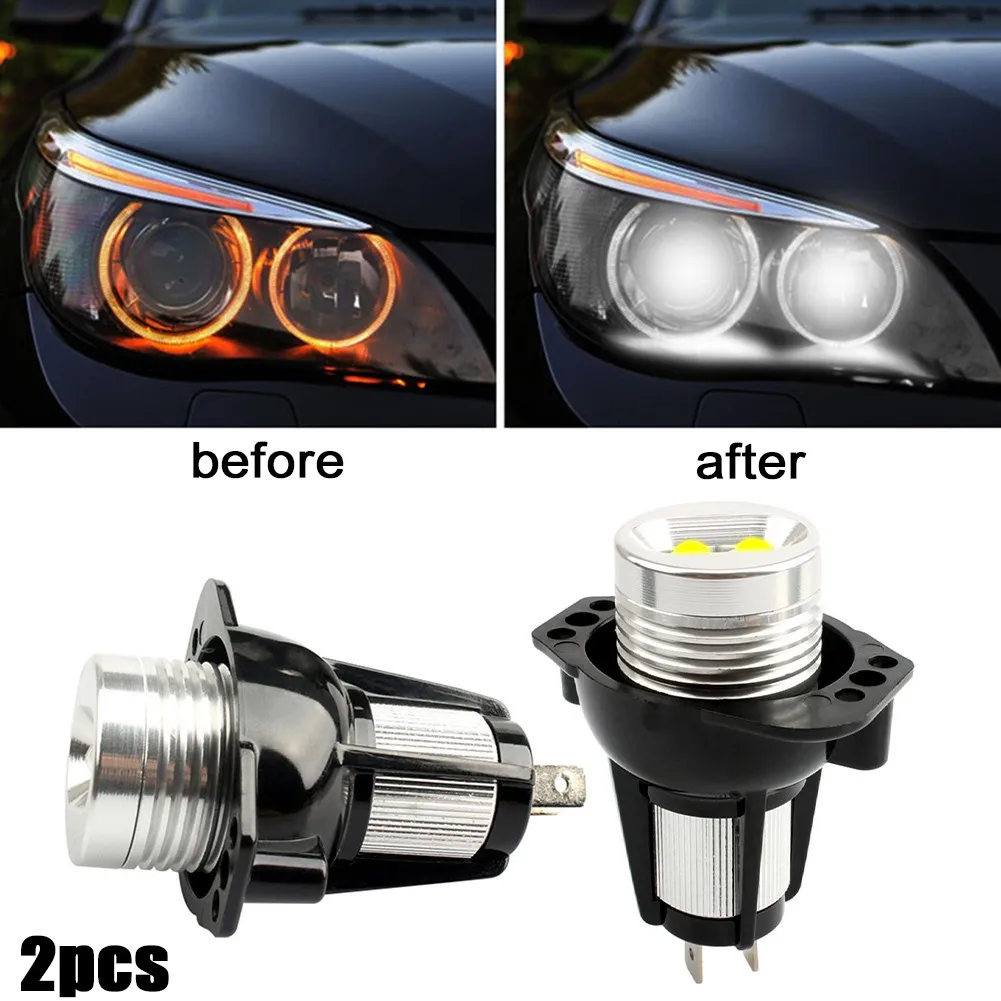 

2X LED Angel Eyes Halo Ring Marker Light Bulbs 12W Xenon Headlight Bright White 900LM Lamp Bulbs For BMW E90 E91 2006-2008
