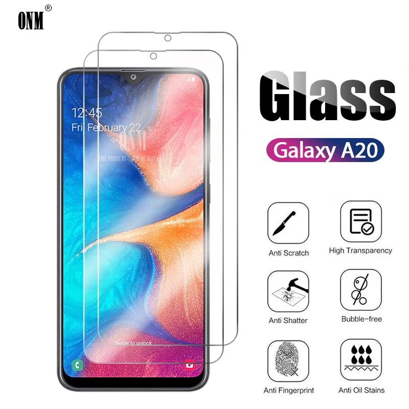 2 шт закаленное стекло для Samsung Galaxy A20 Защита экрана Защитная стеклянная