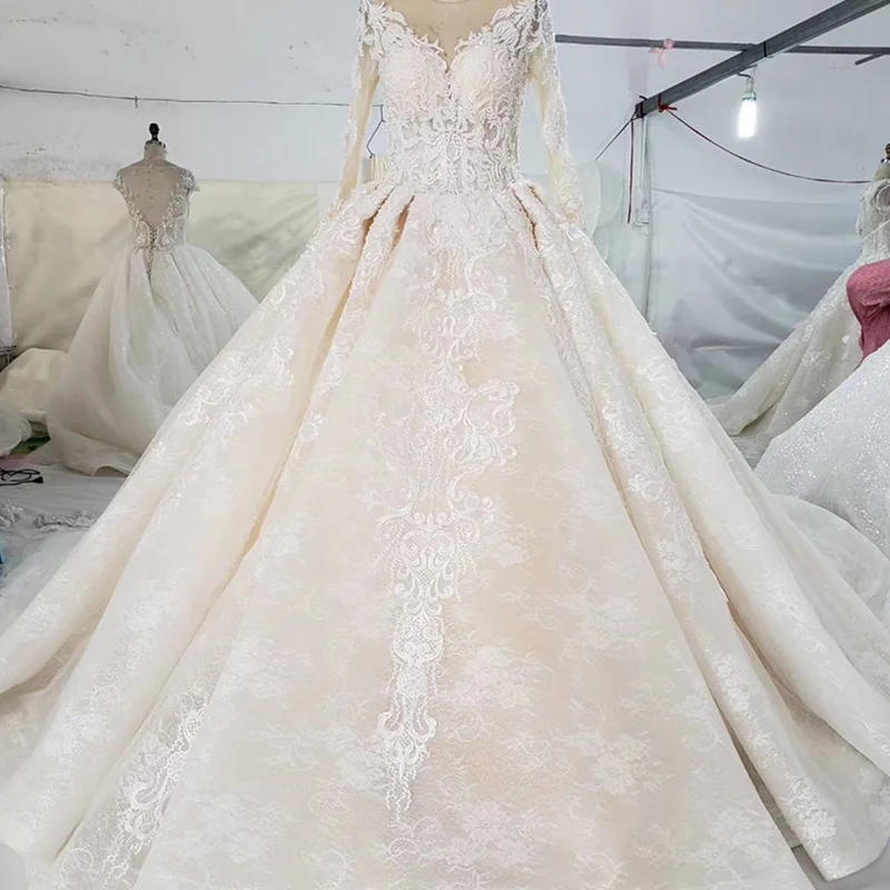 HTL372 роскошное популярное свадебное платье со съемным шлейфом и круглым вырезом