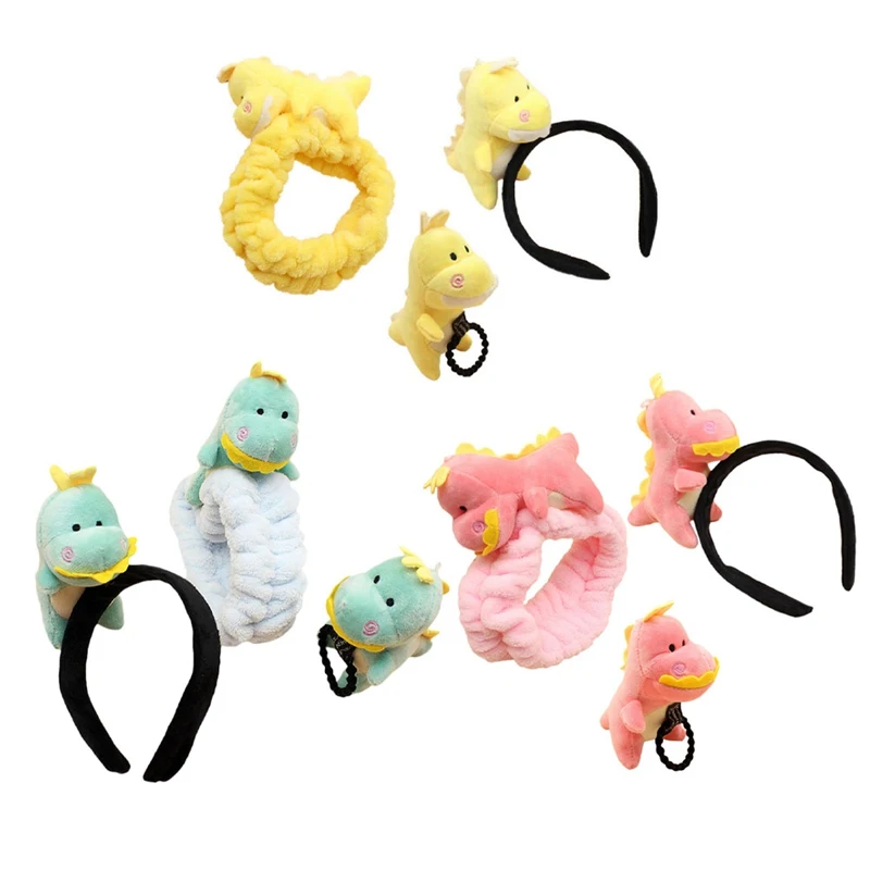 

2020 New Women's Cartoon Dinosaur Hair Bands Ponytail Holder Bands For Girls Cute Plush Hair Band Headbands Hair Accessories