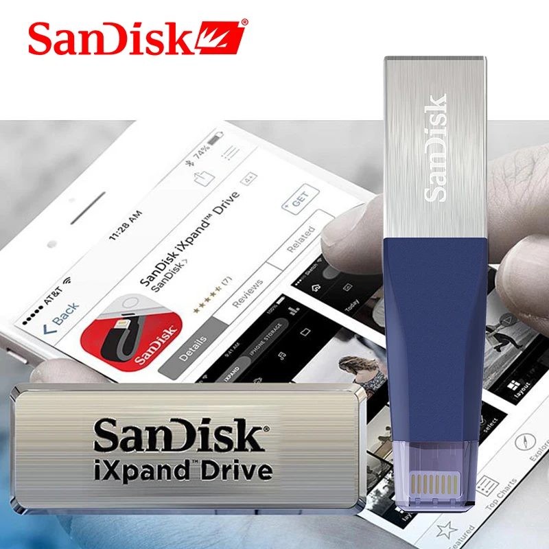 USB OTG флешка Sandisk iXPAND флеш накопитель с разъемом Lightning для iPhone iPad iPod 3.0 32/64/128 ГБ|USB
