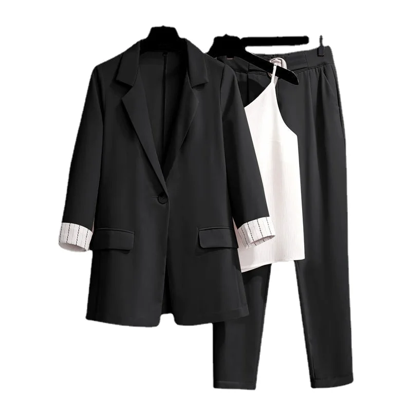 

2021 new Women Blazer suit for Spring Autumn Lady Blazer Jacket +Long Pant Female Outerwear Elegant Ladies Coat