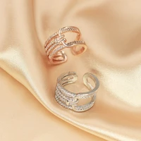 juwang 2021 korean luxury diy finger rings cubic zirconia mosaic adjustable opening ring for women girls valentines day gifts