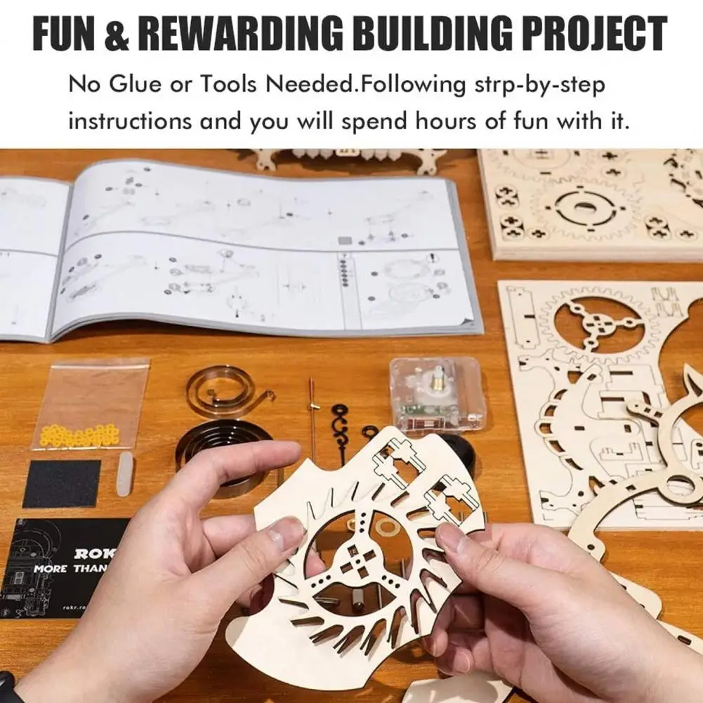 

1 Set Puzzle Assemble Toy DIY Educational Smooth Edges Wood Craft Construction Model for Kids